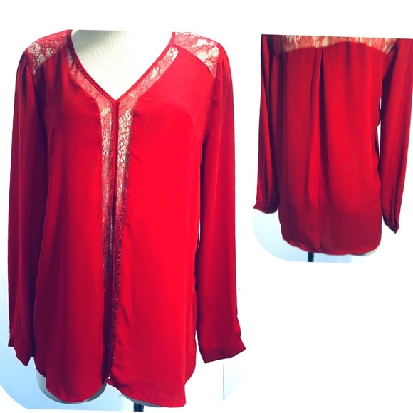 Pleione  Blouse  long sleeves Lace Top Size Small - Picture 1 of 6